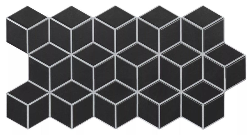 Gresie și faianță porțelanată Rhombus Black Snow Bicolor 26,5 × 51 cm, mat – Realonda
