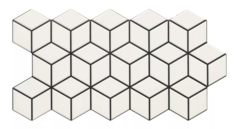 Gresie și faianță porțelanată Rhombus Black Snow Bicolor 26,5 × 51 cm, mat – Realonda