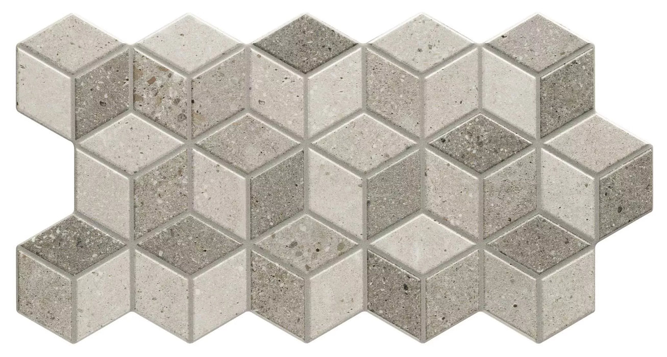 Gresie Faianță Rhombus Stone 26.5x51cm -Porțelanată Mat Taupe/Grey