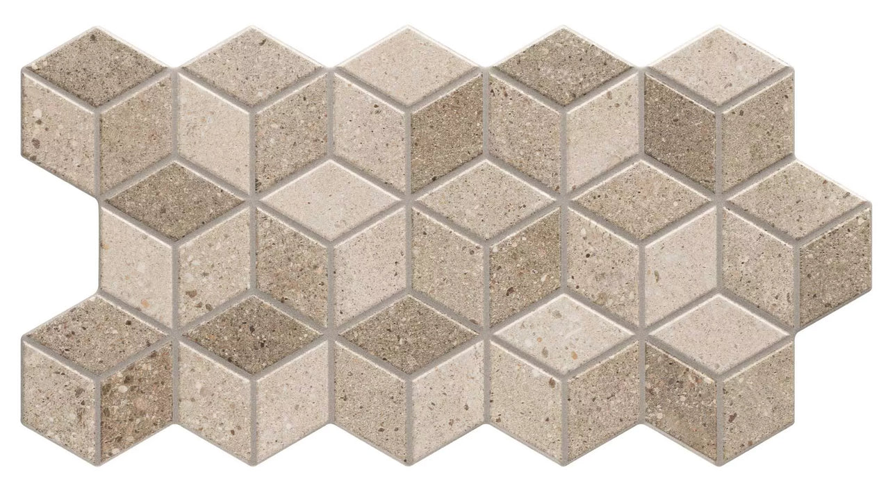 Gresie Faianță Rhombus Stone 26.5x51cm -Porțelanată Mat Taupe/Grey