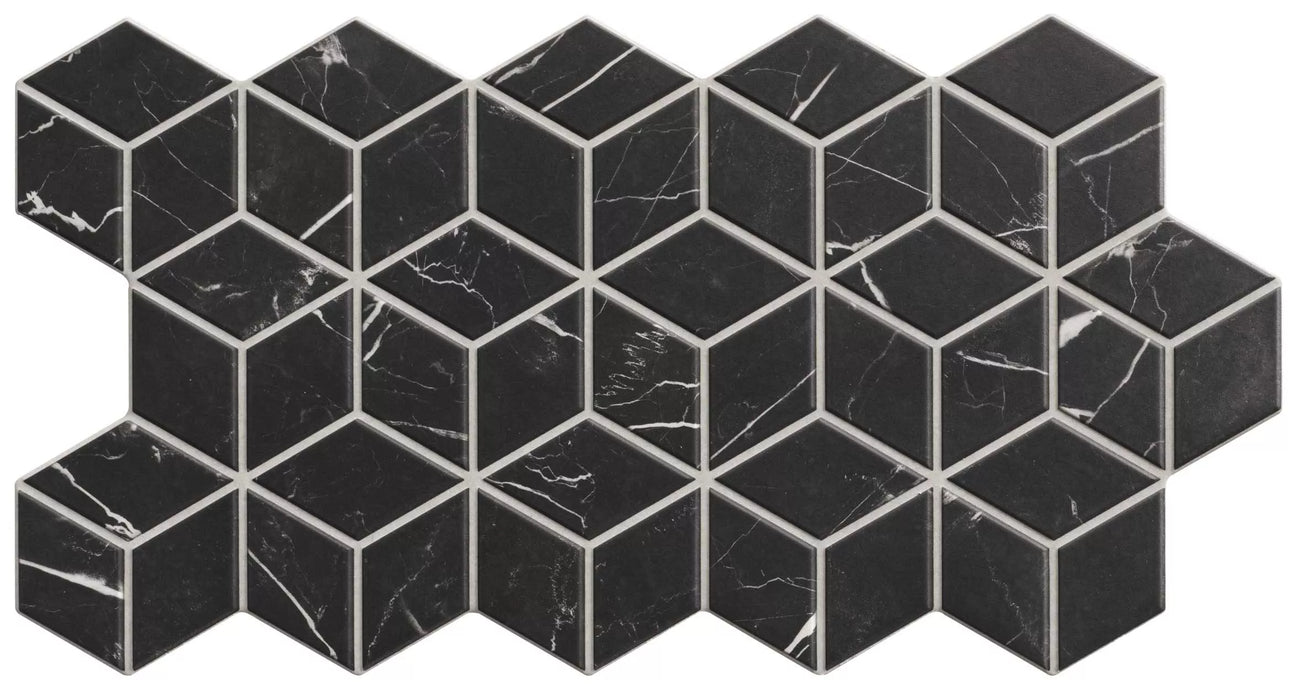 Gresie Faianță Rhombus Marquina 26.5x51cm - Porțelanată Mat Aspect Marmură