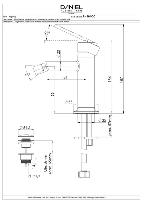 Baterie Bidet Daniel Regency RN604CC | Made in Italy