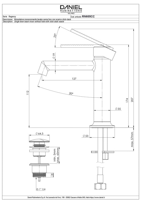 Baterie Lavoar Regency RN605CC Daniel | Made in Italy