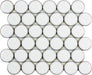 Mostră de mozaic decorativ Hexagon 26×30 cm – plăci rotunde albe montate pe plasă