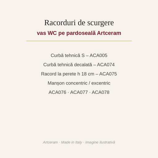 Racorduri de scurgere Artceram pentru vas WC pe pardoseală