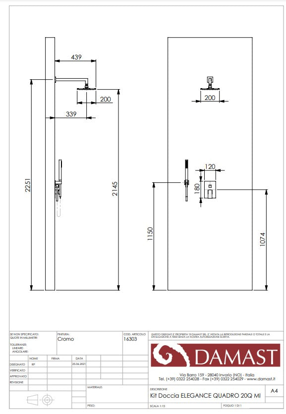 Baterie dus elegance quadro 25Q made in italy