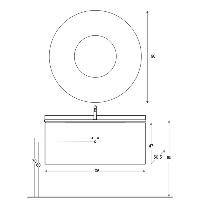 Mobilier baie contemporan Loom 106x50cm Gaia Mobili Italy
