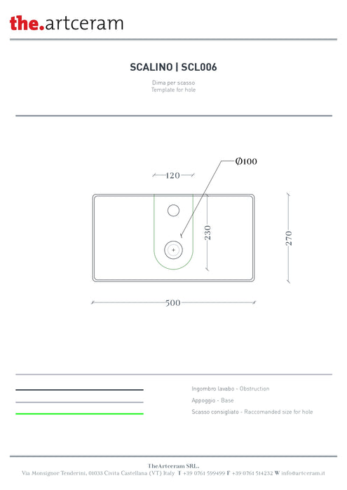 Lavoar Blat Scalino Artceram 50x27cm - scl006