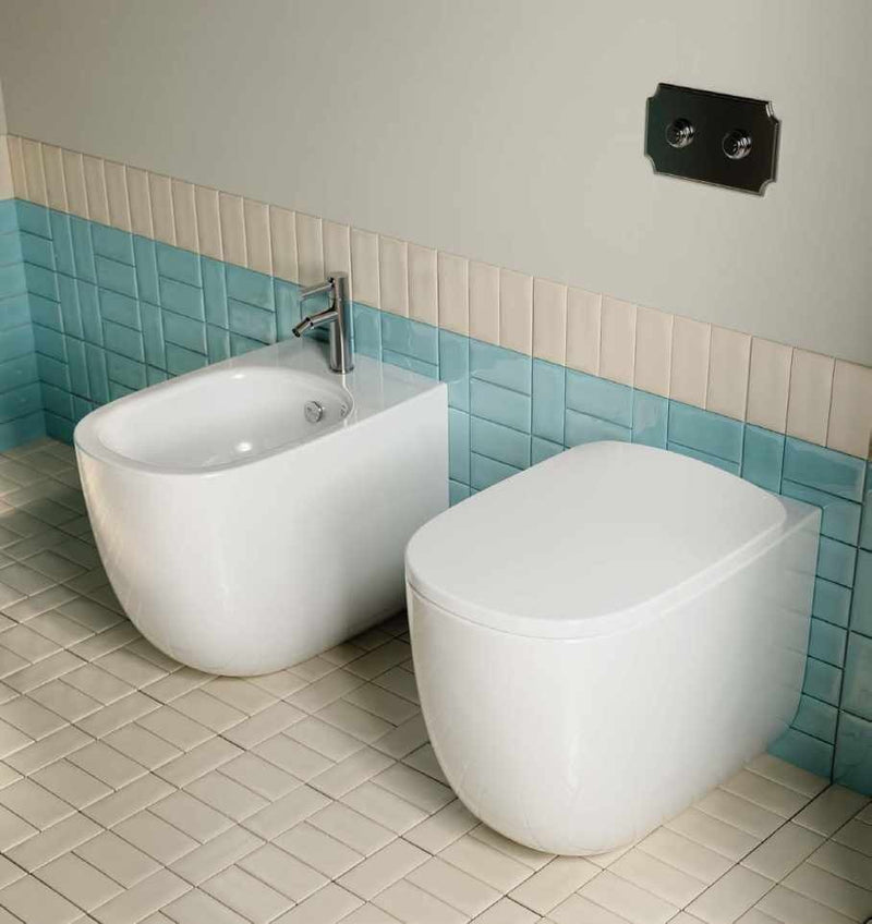 Bideu și vas WC pe pardoseală Seta Artceram alb