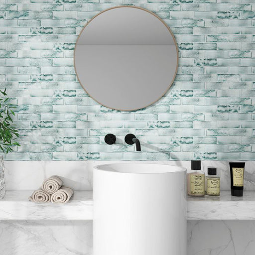 Baie cu mozaic decorativ Space 30×30 cm – plăci de sticlă albastru pastel