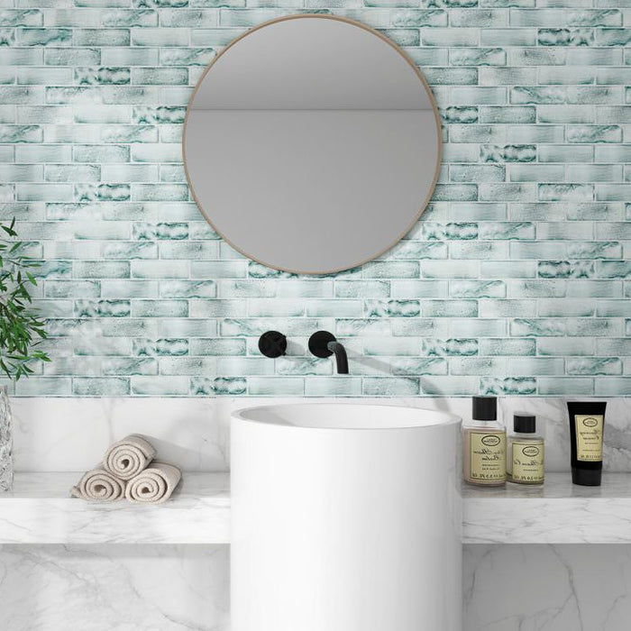 Baie cu mozaic decorativ Space 30×30 cm – plăci de sticlă albastru pastel