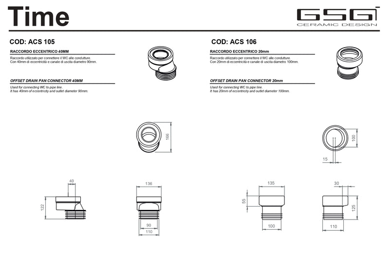 Vas WC Monobloc GSG Time 34×54 cm – Set Complet Made in Italy