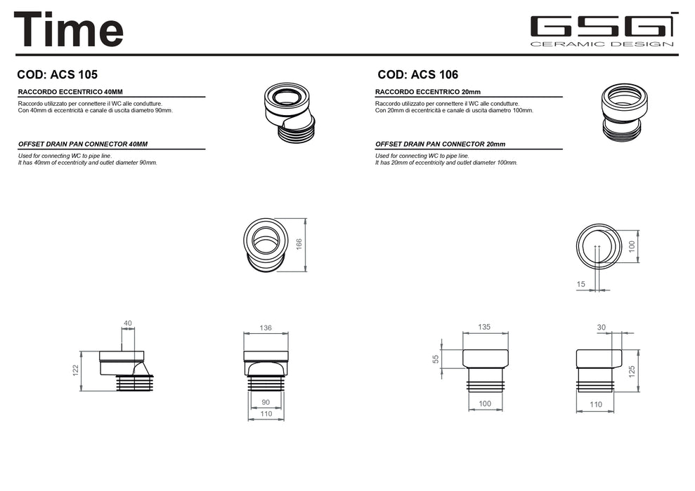 Vas WC Monobloc GSG Time 34×54 cm – Set Complet Made in Italy
