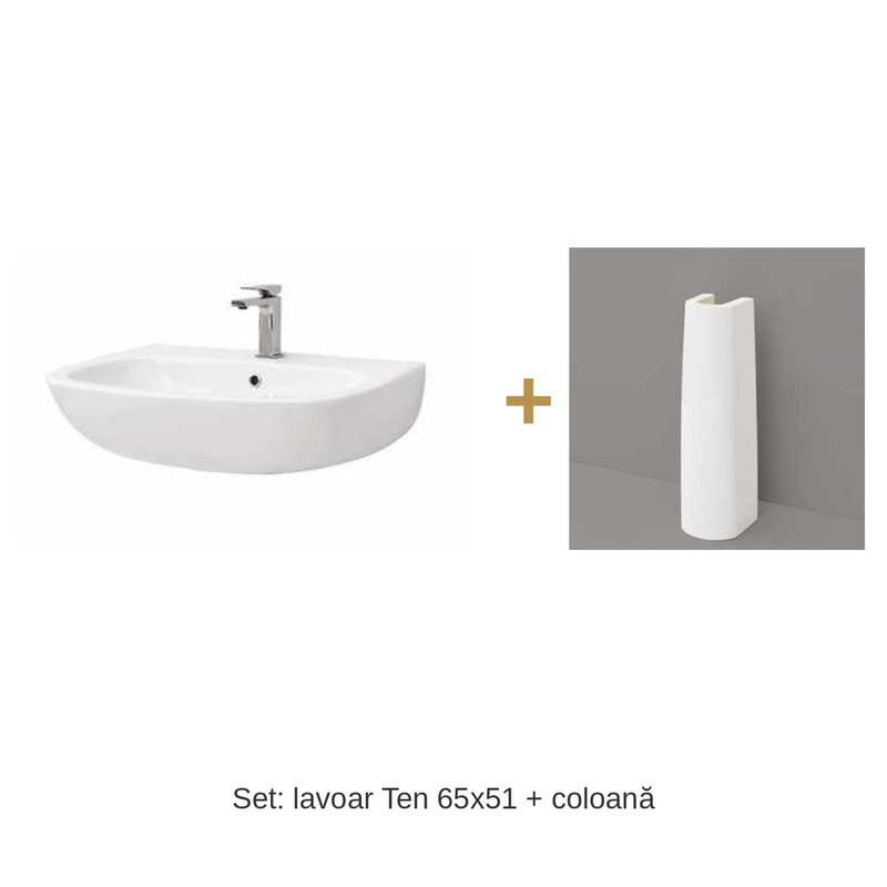 Set lavoar Ten 65x51 cu coloană TEC003