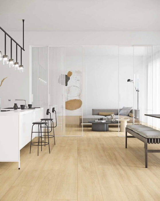 Gresie Porțelanată Rectificată Troncais Miele 20×120 cm – Aspect Lemn | Sichenia Italy