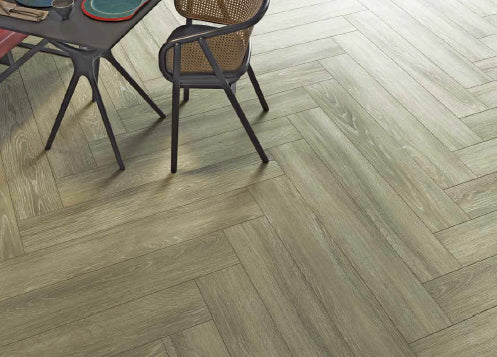 Gresie porțelanată Troncais Sage 20 × 120 cm, aspect lemn – Sichenia