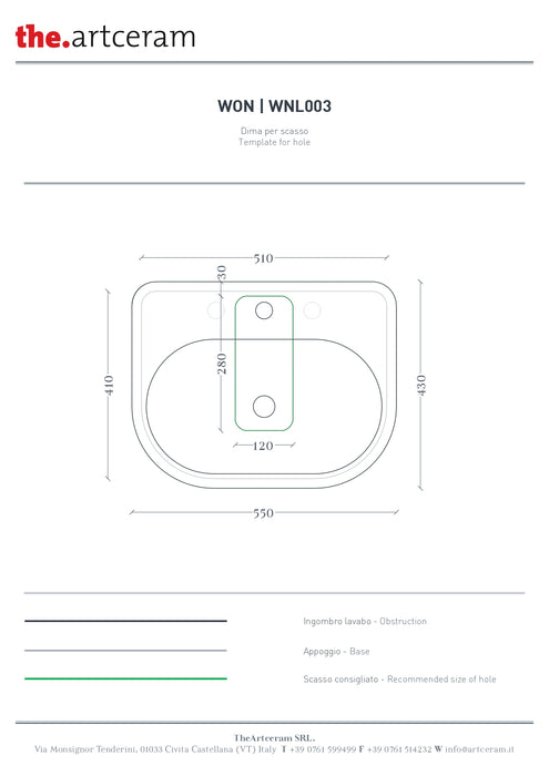 Lavoar Blat Wonder Artceram 55x43cm -wnl003