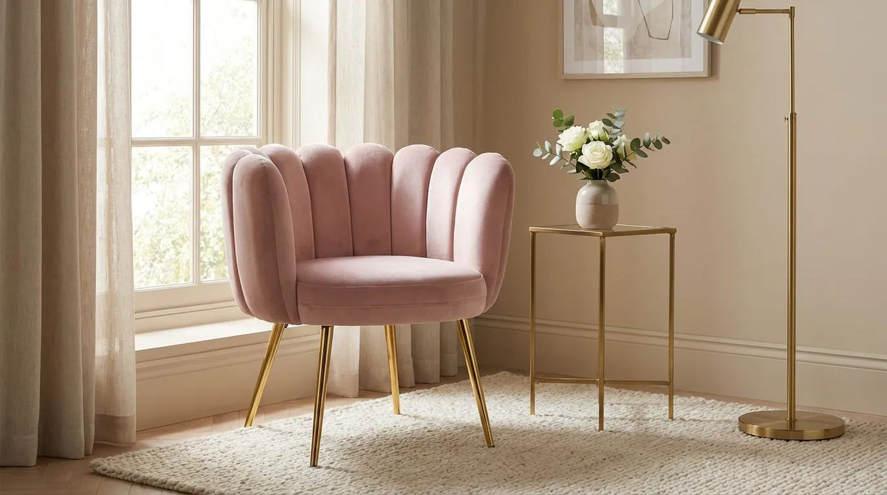 Fotoliu Catifea Daisy Rosa – Design Modern & Confortabil