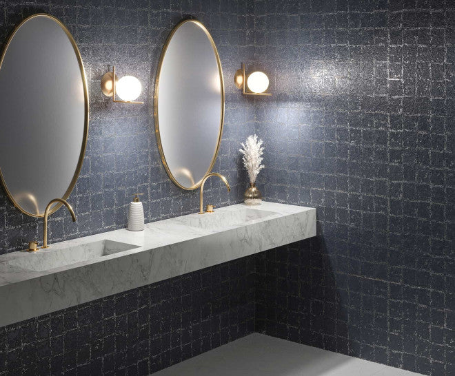 Gresie și faianță porțelanată Abstra Blue Blocks Shiny 50 × 100 cm – Aparici