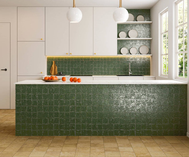 Gresie/ Faianta abstra verde blocks shiny 50x100cm made in spania