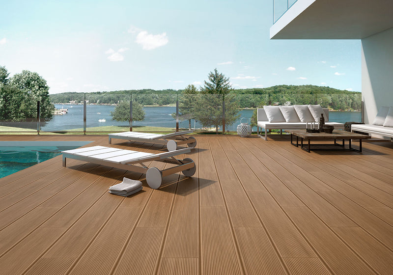Gresie porțelanată antiderapantă Deck Olea 23 × 120 cm, aspect lemn – Geotiles