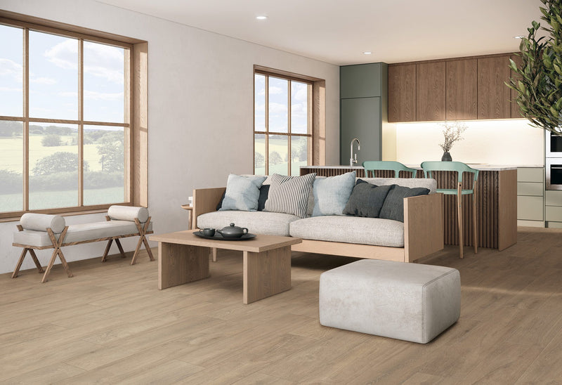Gresie porțelanată Nuance Natural 20 × 120 cm, aspect lemn – iTiles