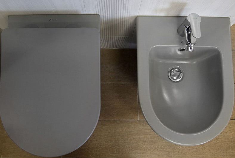 Bideu Alfonso Suspendat Gri Mat România 48.5x35cm - Obiecte Sanitare Moderne Casa Ta