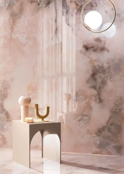 Gresie și faianță porțelanată Onice Rosa 119,5 × 59,8 cm, aspect marmură – Tubądzin