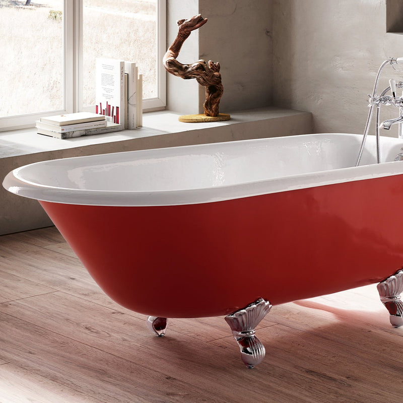 Cadă Baie Fontă Clasică Anis 154x76cm - Design Vintage Fabricată în Italia