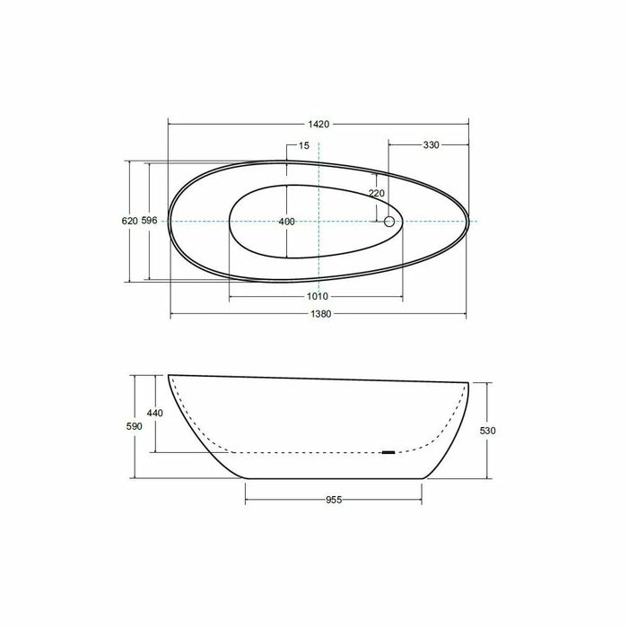 Cadă Freestanding Goya 142x62 cm – Acril Sanitar Alb Premium