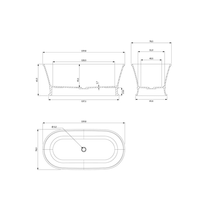 Cadă Freestanding Neomat 158x72cm – Acril Sanitar Alb Premium