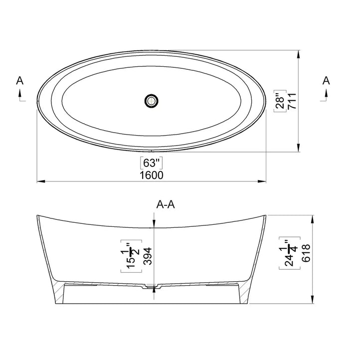 Cadă Freestanding Poros – Compozit Premium 160x72 cm