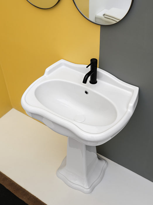 Lavoar cu Piedestal Contea 72×56cm – Alb Lucios | AXA