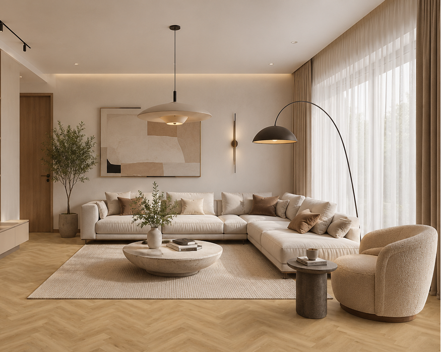Parchet SPC Herringbone Rovere Mielato – Omnia Premium | Made in Italy