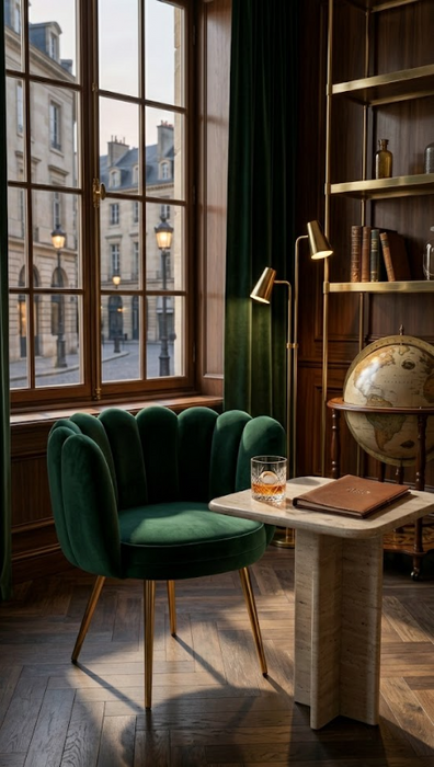 Fotoliu Catifea Daisy Green– Design Modern & Confortabil