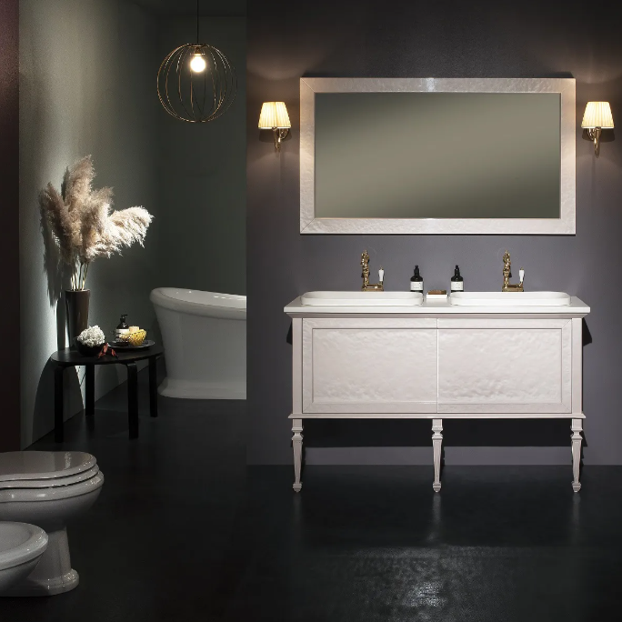Mobilier de baie Gaia Mobili Boutique 140 prezentat într-un ambient de baie