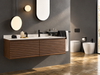 Mobilier baie suspendat Mood 12 Gaia Mobili, 141 cm, cu lavoar din compozit și fronturi Rovere Scuro Cotto