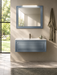Mobilier baie suspendat Mood 5 Gaia Mobili, 106 × 51 cm, finisaj albastru-gri mat, lavoar alb și oglindă