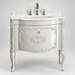 Mobilier de baie Murano 1 Gaia Mobili, vedere frontală, finisaj alb perlat lucios și lavoar din marmură