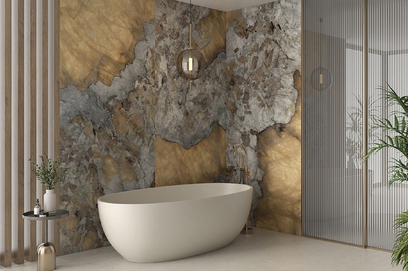 Gresie porțelanată Geoda 60 × 120 cm, aspect marmură – Geotiles