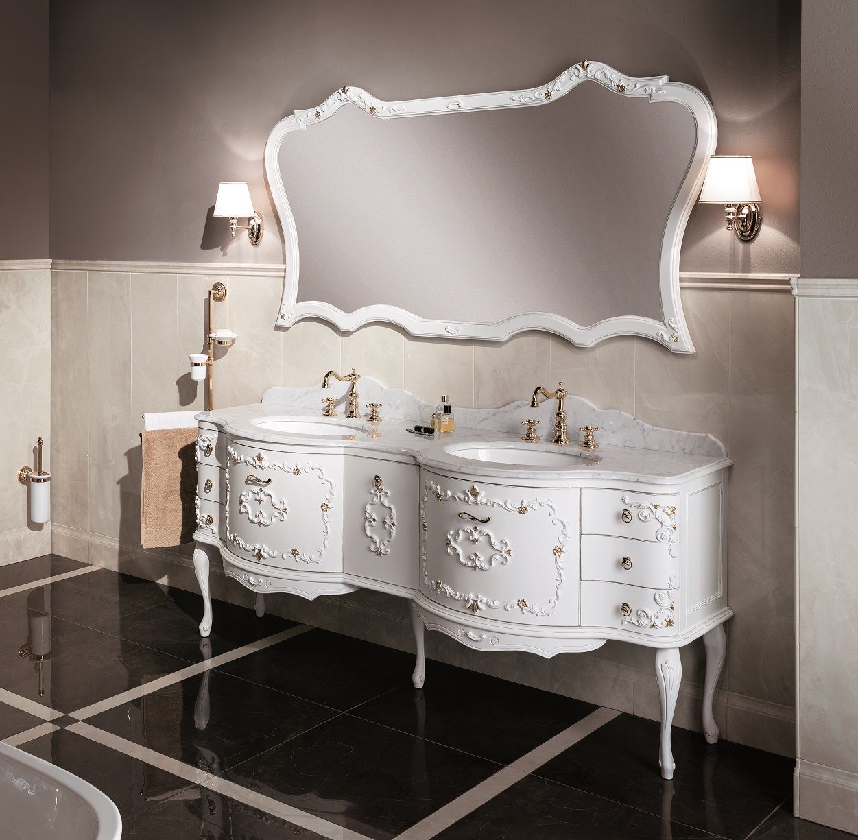 Mobilier baie clasic Murano 3 cu blat din marmură