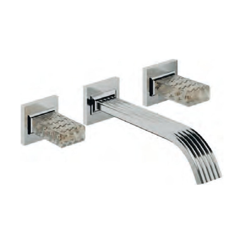 Baterie lavoar Kea de perete, 3 găuri, pipă 200 mm Treemme – mânere din cristal