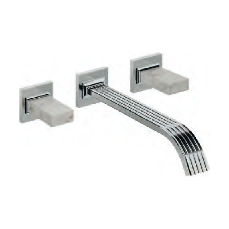 Baterie lavoar Kea de perete, 3 găuri, pipă 240 mm Treemme – mânere din marmură