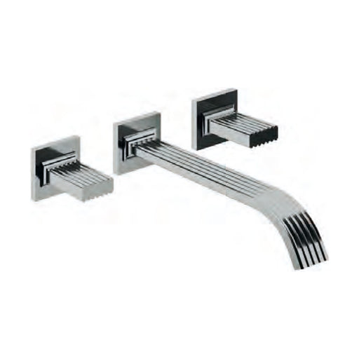 Baterie lavoar Kea de perete, 3 găuri, pipă 240 mm Treemme – mânere din alamă