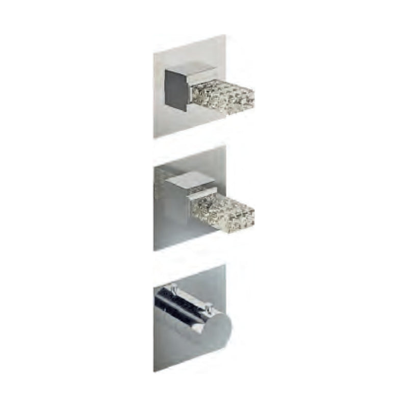 Baterie duș termostatică încastrată Kea cu 2 ieșiri, plăci separate Treemme – mânere din cristal