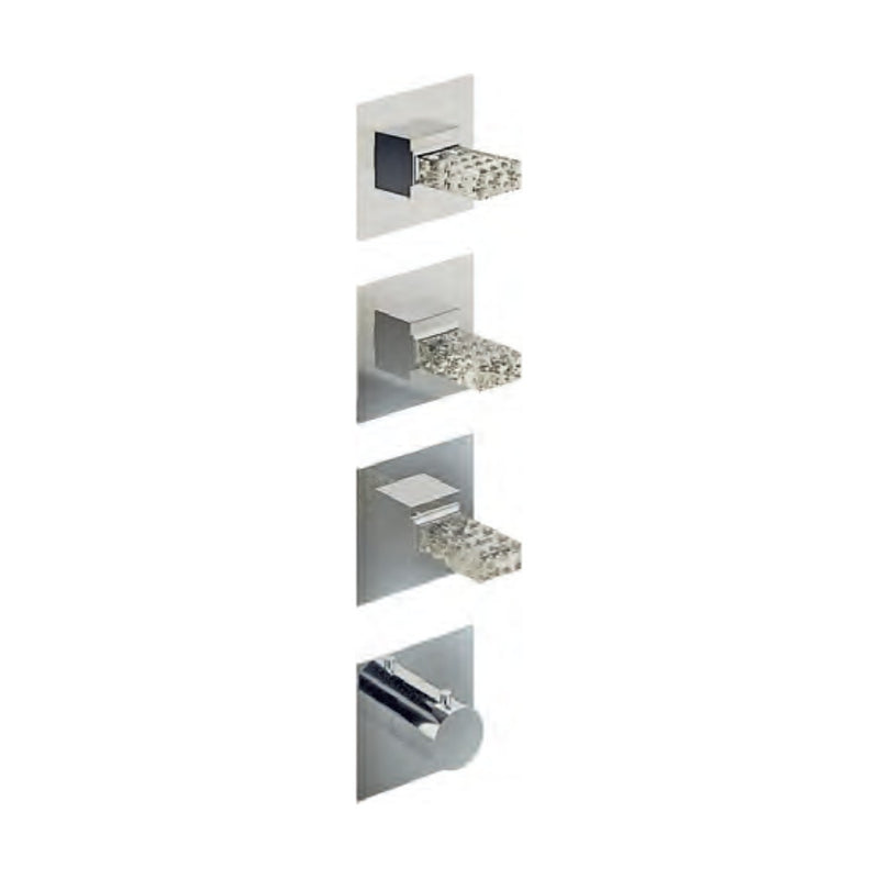 Baterie duș termostatică încastrată Kea cu 3 ieșiri, plăci separate Treemme – mânere din cristal