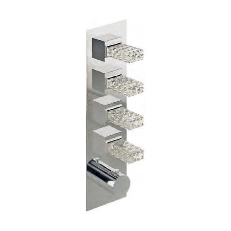 Baterie duș termostatică încastrată Kea cu 4 ieșiri Treemme – mânere din cristal