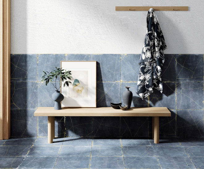 Gresie Portelanată Kintsugi Blue Aich 30x30 cm Mat - Aparici Spania
