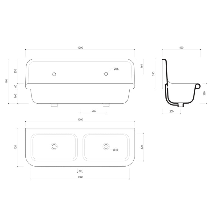 True Lavoar suspendat alb Italia 120x42x52,5cm