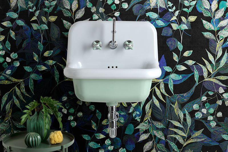 Lavoar Suspendat Vintage BLEU True - Alb/Verde - 60x42cm - Design Retro Italian